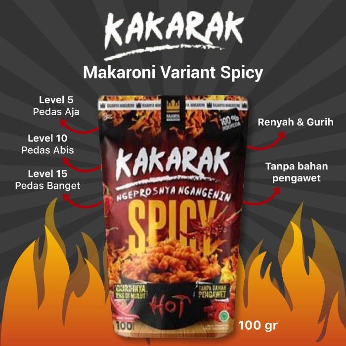 

Kakarak - Makaroni Variant Spicy 100 gram LEVEL 10