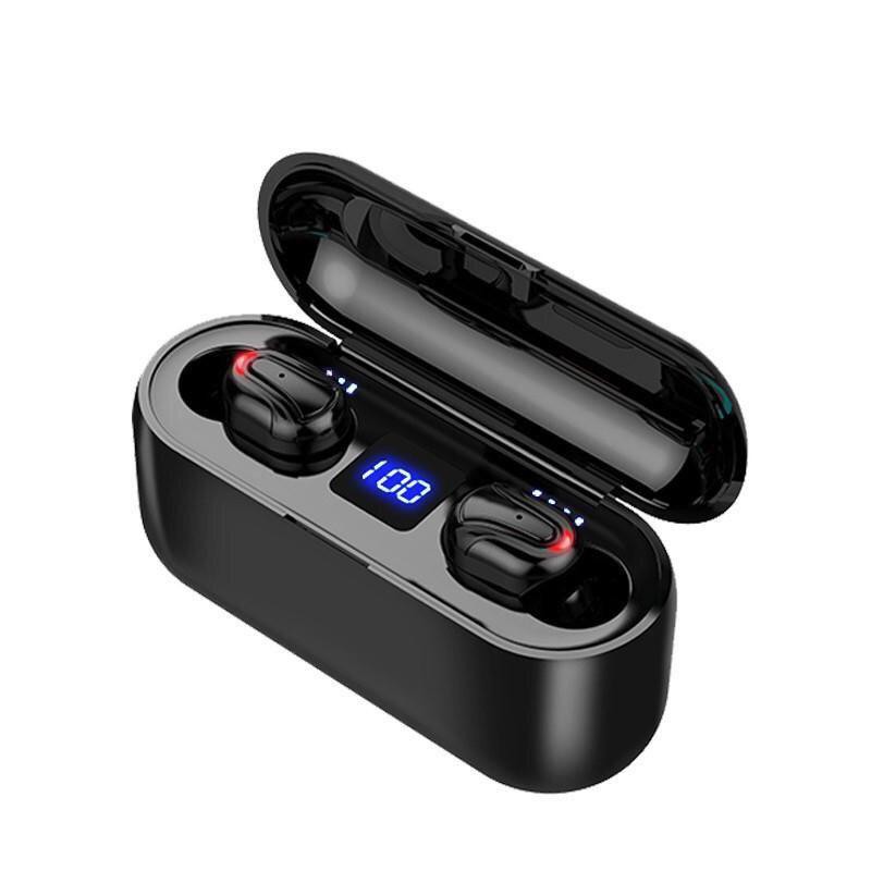 Q32 / F9 LED TWS Bluetooth Headset EDR Wireless Stereo Earbuds With Powerbank For IOS dan Android-Q32 BLACK