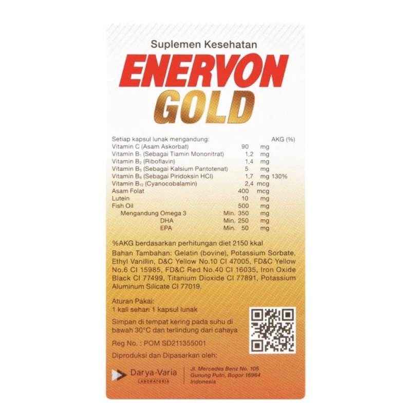 Enervon gold strip 5 tablet ( multivitamin lengkap usia lanjut )