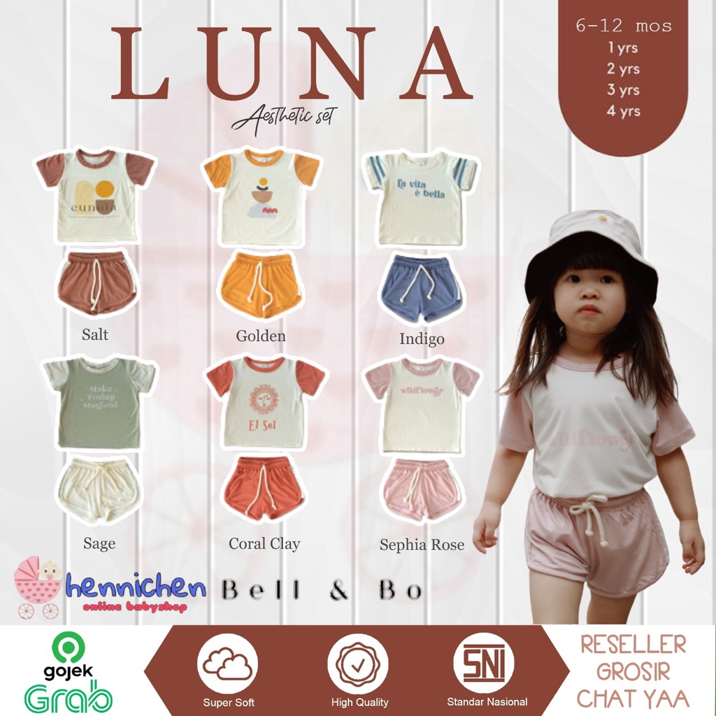 BELL AND BO SETELAN LUNA BAMBOO SETELAN BAJU ANAK  6 bulan - 4 Tahun