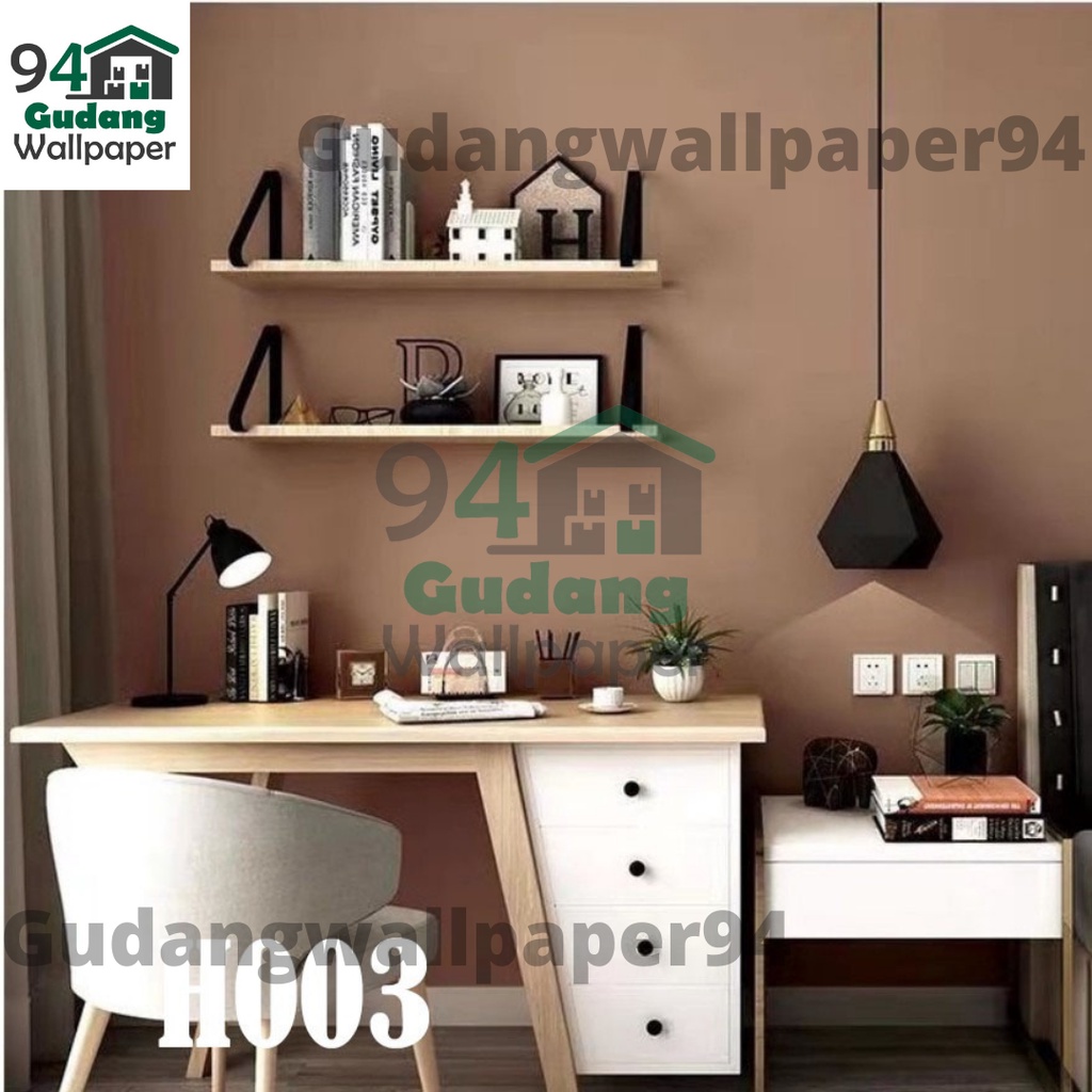 Gudang Wallpaper Dinding Motif Polos / Anti Air / Walpaper Stiker H003 Bahan PVC Premium Anti Air