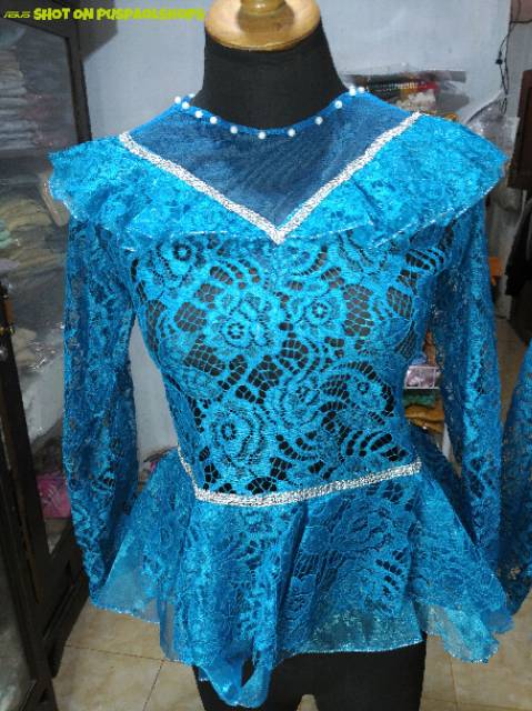 Kebaya pager ayu biru-silver/ kebaya domas/ kebaya brokat