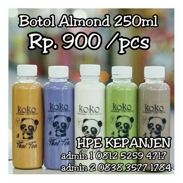 BOTOL ALMOND 250 ML MURAH 50 BIJI FREE PACKING DUS