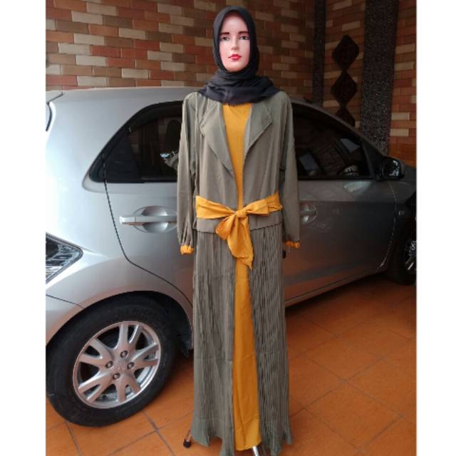 Baju gamis plisket tali