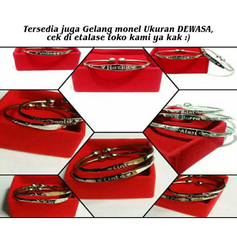 Gelang Monel bayi &amp; anak (0 bulan-16 tahun) GRATIS UKIR NAMA