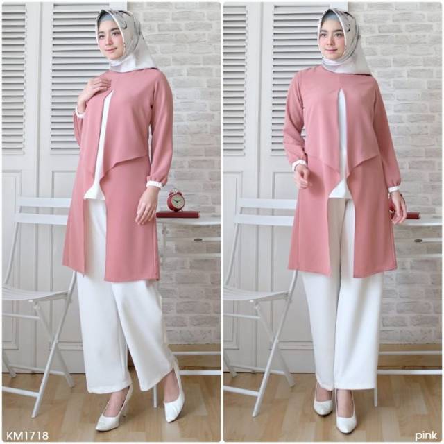 TUNIC SLEEK DRAPS FIT TO L BAJU TERBARU ATASAN WANITA REAL PICTURE DRESS MUSLIM TRENDY ORI ORIGINAL