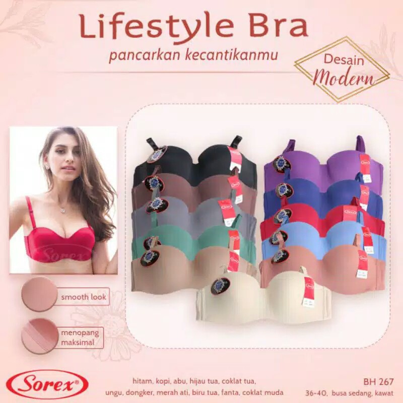 Bh Bra Sorex 267 Seamless (Cup Sedang) 1/2 Cup Half Cup | Busa Tipis Pakai Kawat |Basic |jpx