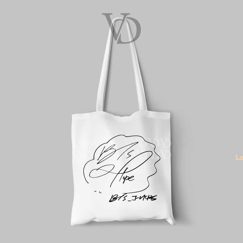 TOTE BAG BAHAN KANVAS MOTIF KOREAN signature / totebag kpop