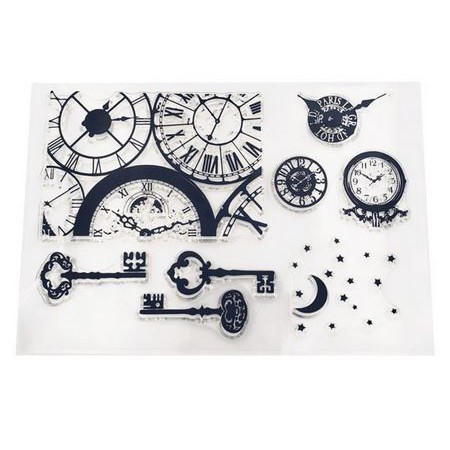 Clear Stamp (Stempel Transparan/Bening) - Clock and Key