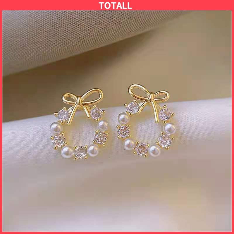 COD Fashion Korea Sepasang Anting Mutiara Garland Aksesoris Mode-Totall