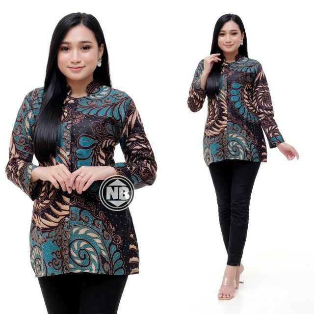 Atasan Batik Wanita PPBTK07 Modern Batik Cassual Atasanbatik Wanitabatik /Atasanwanita-Puser ijo