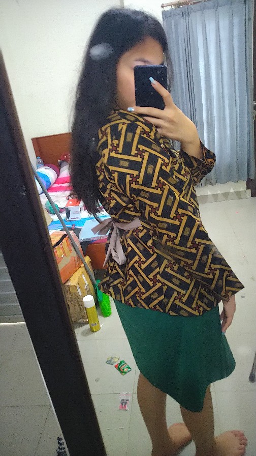 Tey-17 Batik Wanita Asj Sa Hrb026 Kenongo Kemeja Tosca Pendek