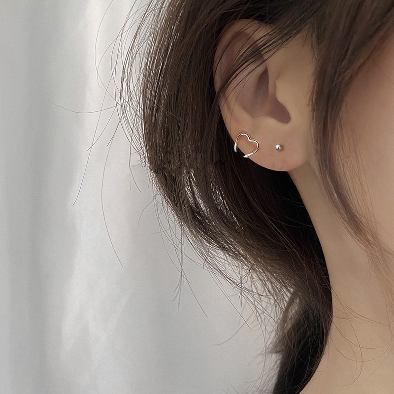 Roselife 2pcs / Set Anting Klip Tanpa Tindik Gaya Korea Bentuk Hati Adjustable Untuk Perhiasan Wanita