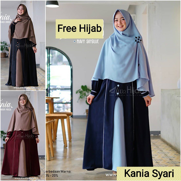 Kania Syari FREE Khimar - Bisa COD Gamis Baju Dress Syari Busui Wanita Kondangan Warna Polos Kombina
