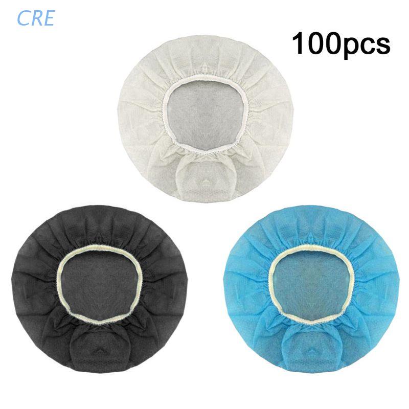 Cre 100pcs / Set Pad / Bantalan Telinga Sekali Pakai Bahan Non Woven Higienis Anti Debu / Keringat Untuk Headphone