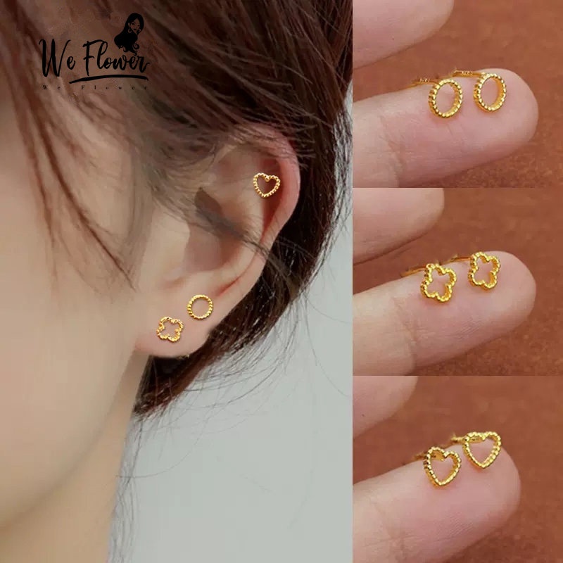 We Flower Anting Stud S925 Silver Bentuk Hati Bintang Butterfly Lumba-Lumba Keberuntungan Gaya Korea Untuk Wanita