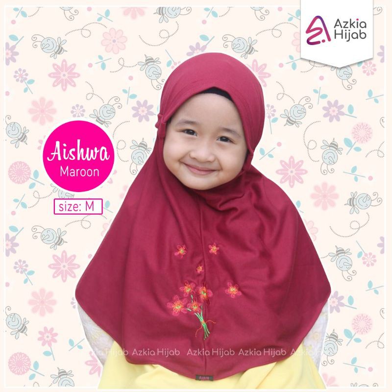 Aishwa || size SS (size 1) jilbab anak / bayi || usia 0 bulan - 6 bulan new azkia hijab-Maroon