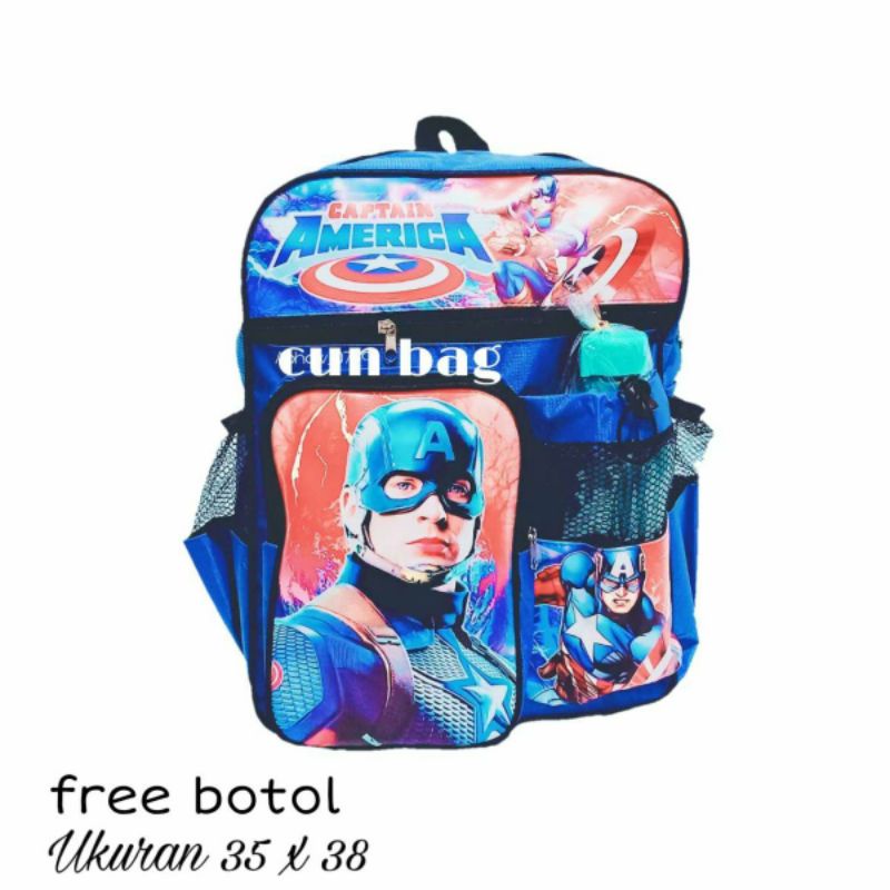 Tas ransel anak karakter tayo batman spiderman free botol minuman tas anak laki laki