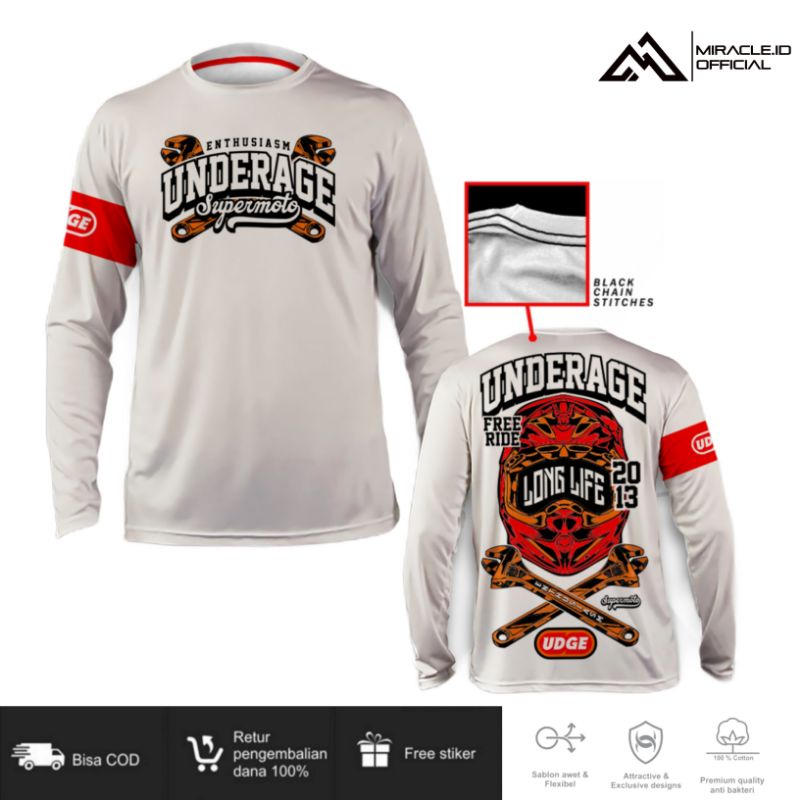 KAOS DISTRO PRIA ORIGINAL UNDERAGE KAOS MOTOR CUSTOM KEREN MURAH BAJU LENGAN PANJANG BRANDED PREMIUM