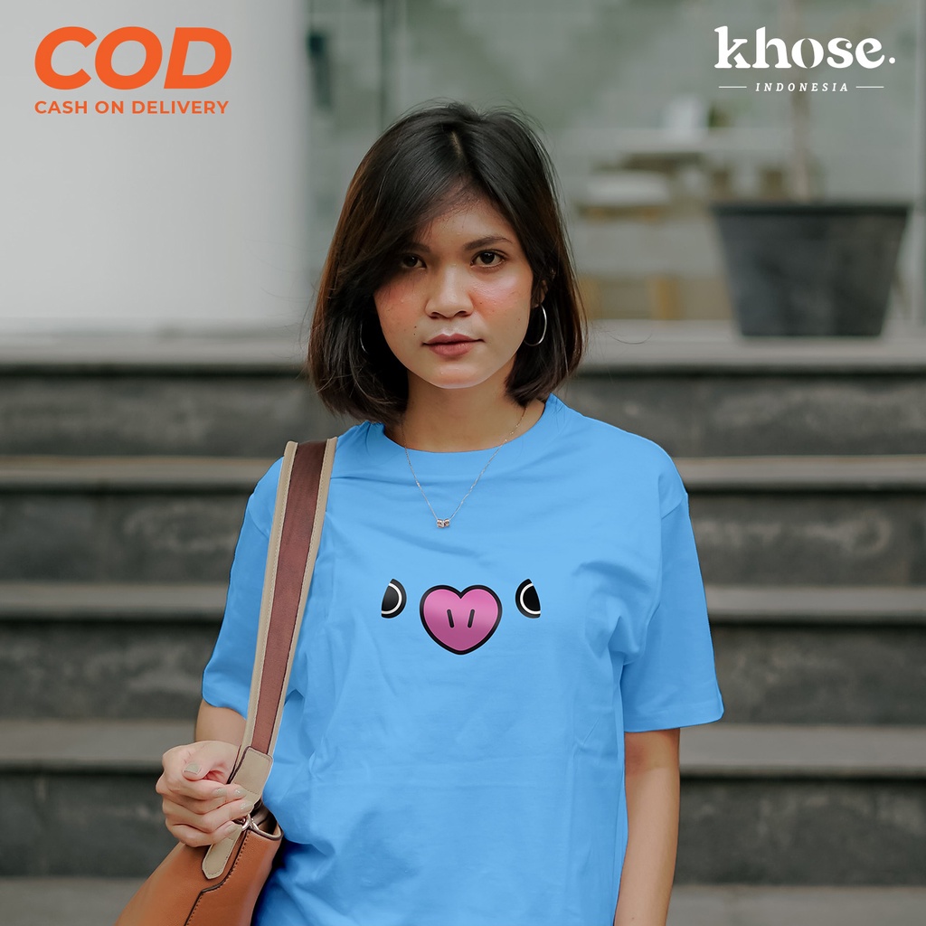 KHOSE Kaos Unisex Sablon Digital BT21 Mang Face KODE S-05 / Kaos BTS Army / Kaos Cantik / Kaos Murah