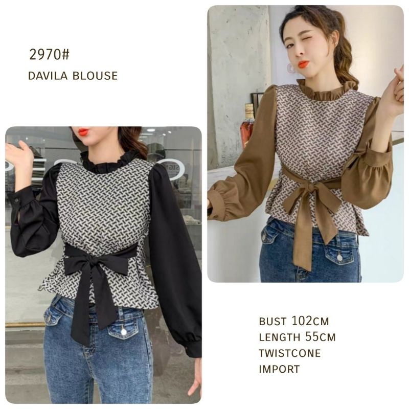 MDLV ~ 2970 DAVILA BLOUSE KORRA TERBARU BLOUSE PREMIUM BLOUSE WANITA ATASAN IMPORT FASHION IMPORT