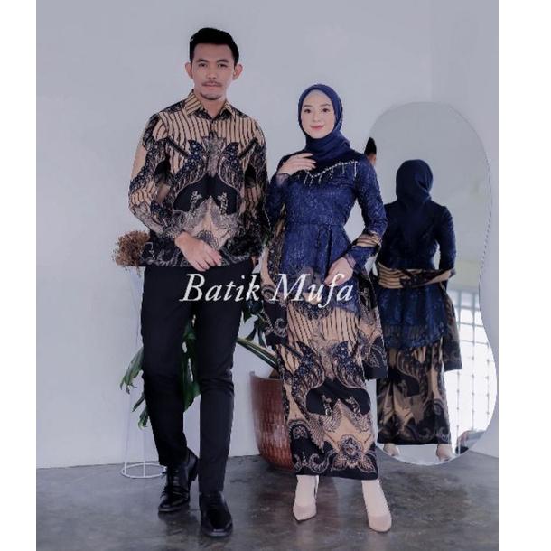 Big Discount /
OnG Kebaya batik couple KALENA Navy (GRATIS HIJAB) KEBAYA MODERN Kebaya baju wisuda kebaya lamaran kebaya tunangan /Model@terbaru