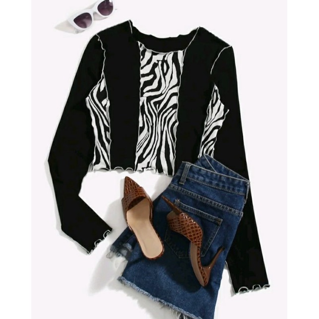 SHEIN READY STOCK ZEBRA BLACK LONG