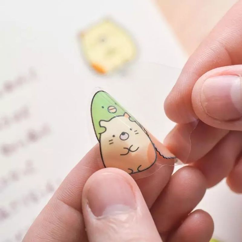 Sticker transparan sumikko gurashi stiker lucu cute scrapbook photobook kpop idol korea