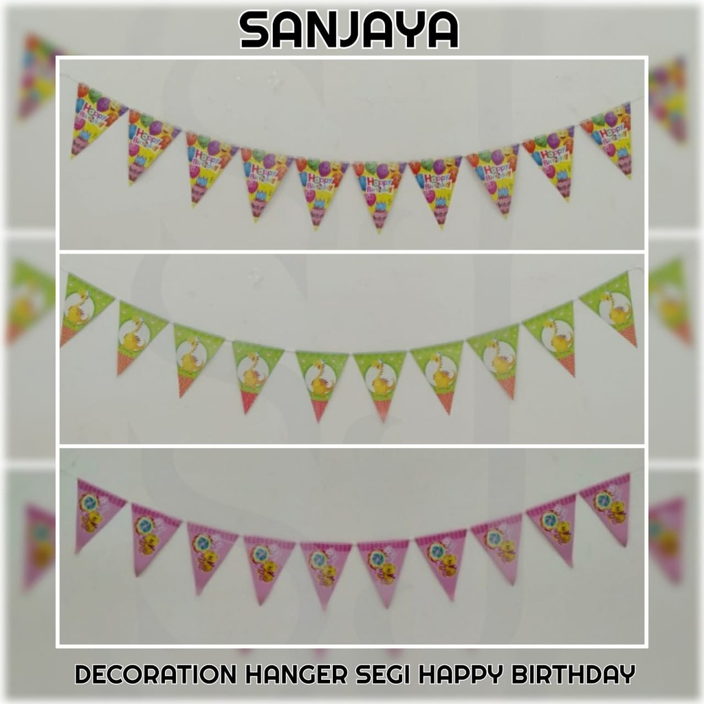 Bunting Flag Karakter / Bendera Segitiga Ulang Tahun / Banner Flag Happy Birthday / Decoration Kertas Hanger Segi Happy Birthday