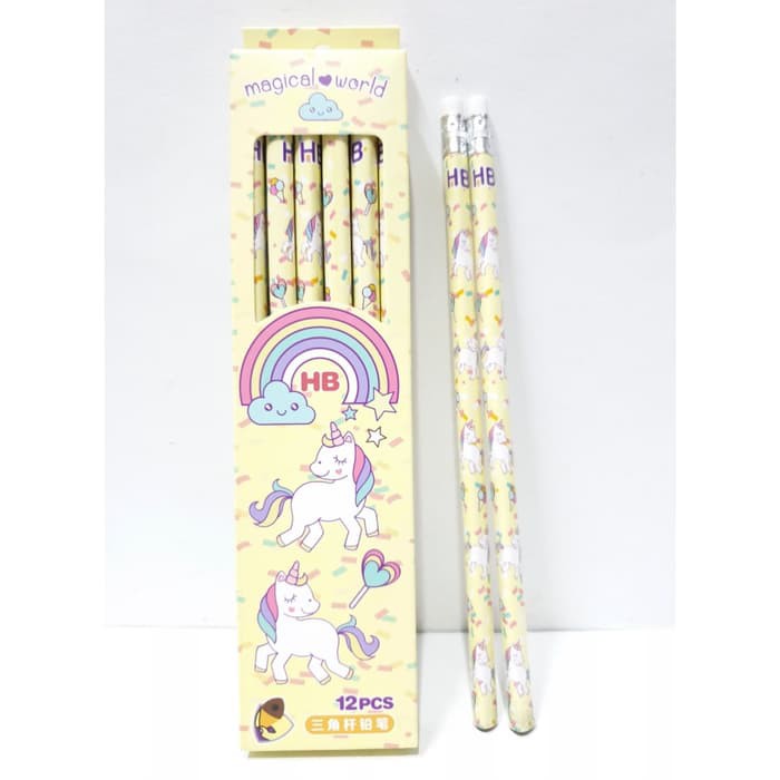 

HOT SALE Pensil HB Penghapus Karakter Unicorn Alat Tulis Anak Perempuan Kuning