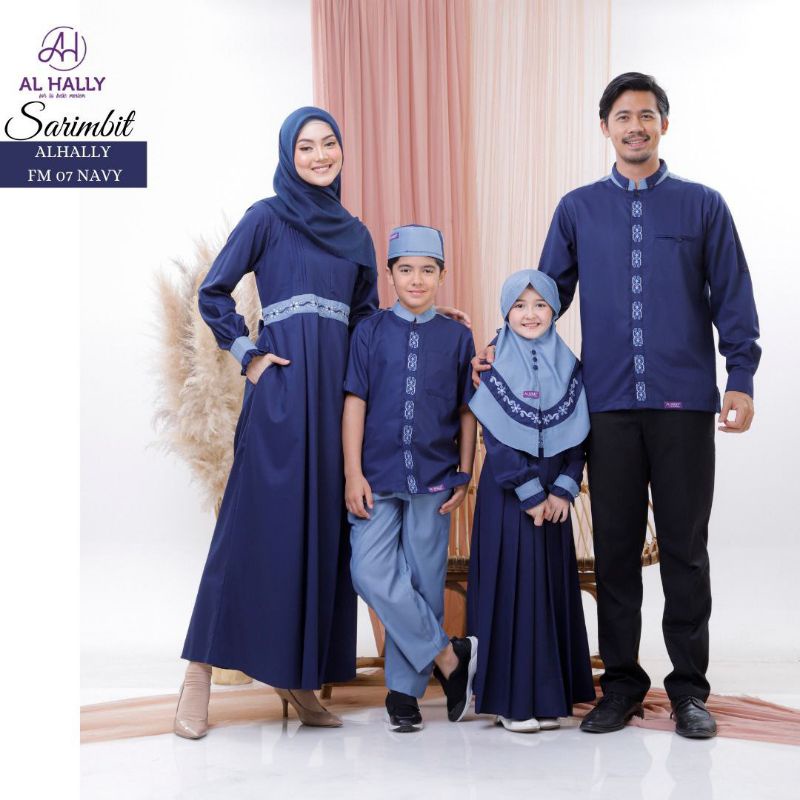 (COD) Terbaru pasangan Couple AL HALLY FM 07 Navy ll gamis koko couple sarimbit ORI - AL HALLY