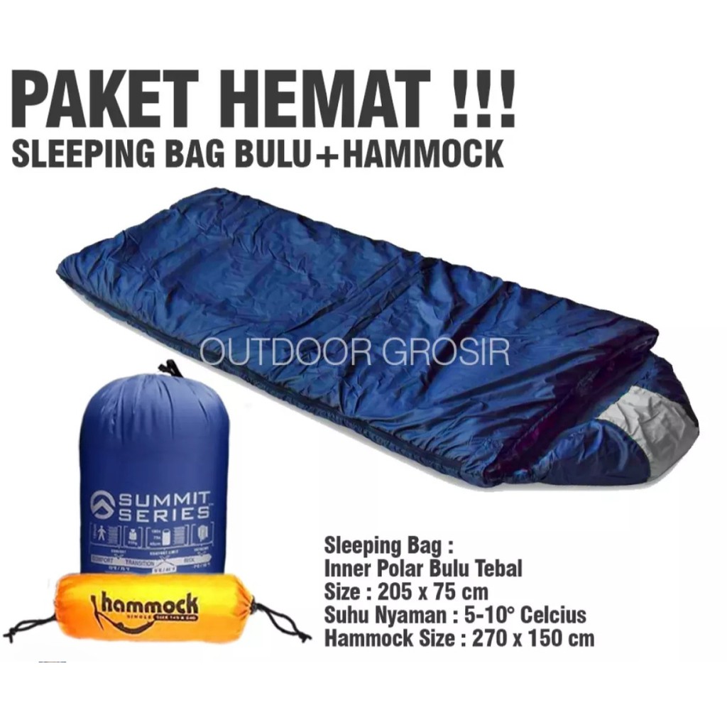 Paket Hemat Sleeping Bag Polar Bulu Tebal Hammock Single Kantong Tidur Kantung Tidur Shopee Indonesia