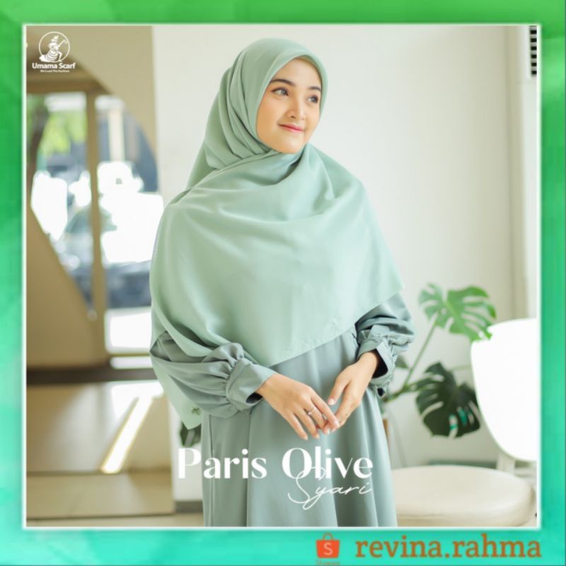 Hijab Segiempat Paris Olive Syar'i Lacer Cut Umama Scarf, Hijab  segi empat Syari, Jilbab Syari Jumb
