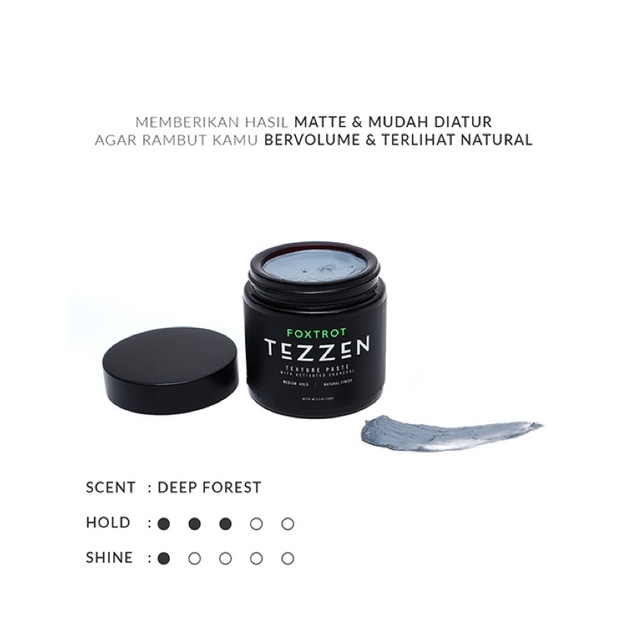 TEZZEN FOXTROT ACTIVATED CHARCOAL TEXTURE PASTE FREE SISIR POMADE CLAY