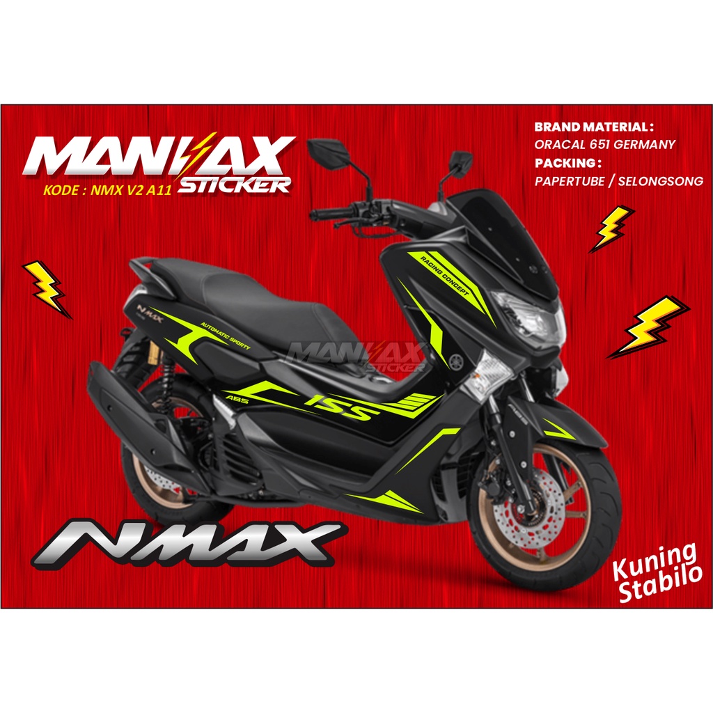 Striping Cutting Stiker Nmax Hitam Stabilo - Sticker Nmax 155 2019 - V2