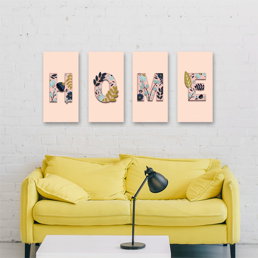 Wall Decor Hiasan Dinding Dekorasi Dinding Tema Huruf HOME Bunga