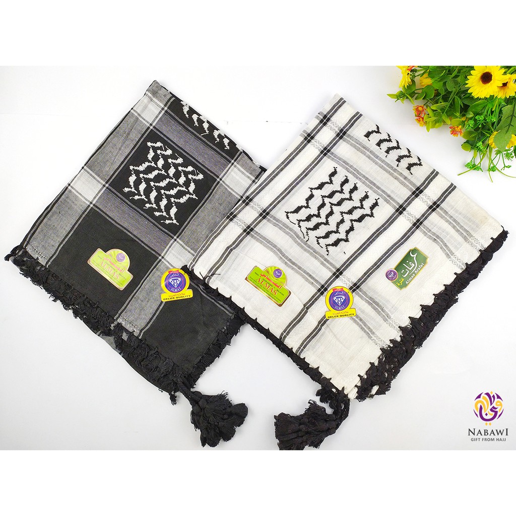 ORIGINAL SORBAN ARAB ALMAS HITAM / SORBAN SURBAN HAJI / KEFFIYEH, SORBAN, SHEMAGH / SURBAN HITAM