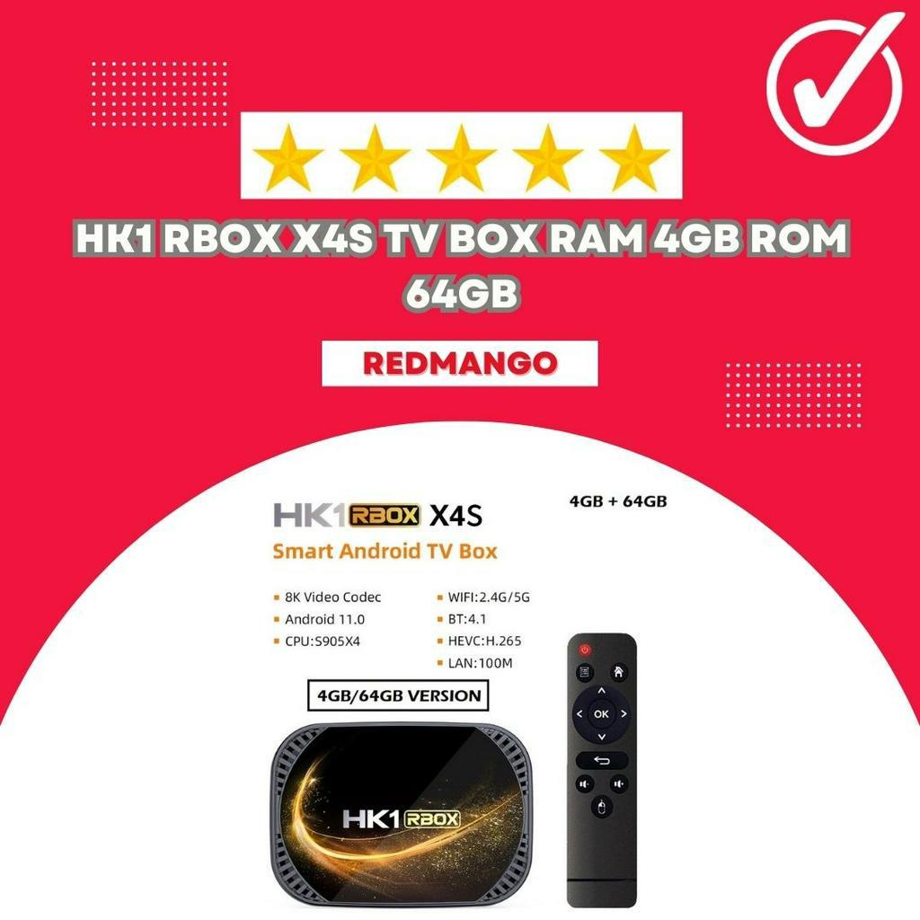 HK1 RBOX X4S - Android 11 Smart Android TV Box 8K - RAM 4GB ROM 64GB