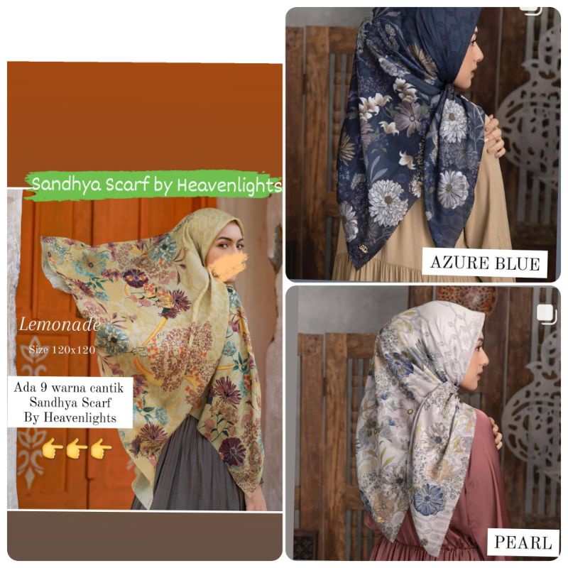 sandhya scarf azure blue by heaven lights  heavenlights HL jilbab segi empat premium