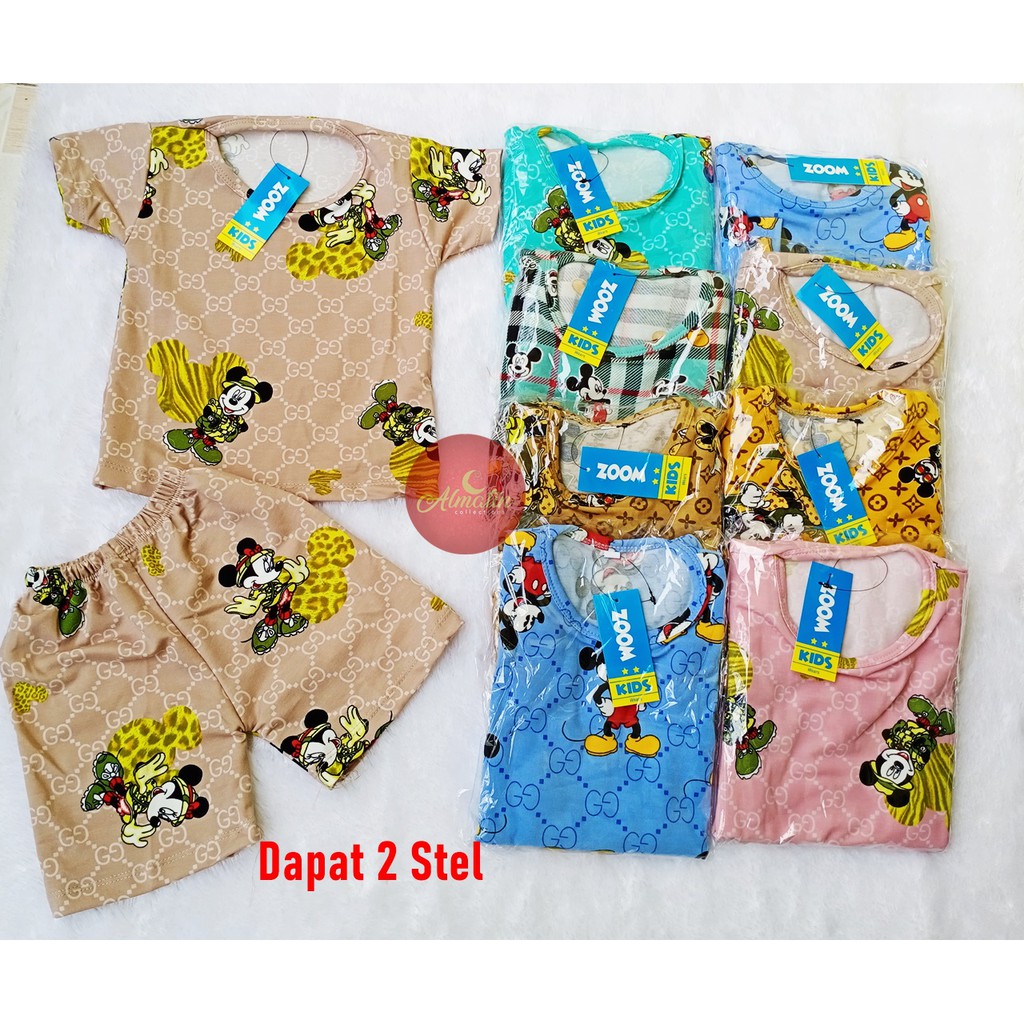 Setelan Baju Bayi Pendek Motif Karakter dapat 2 stel