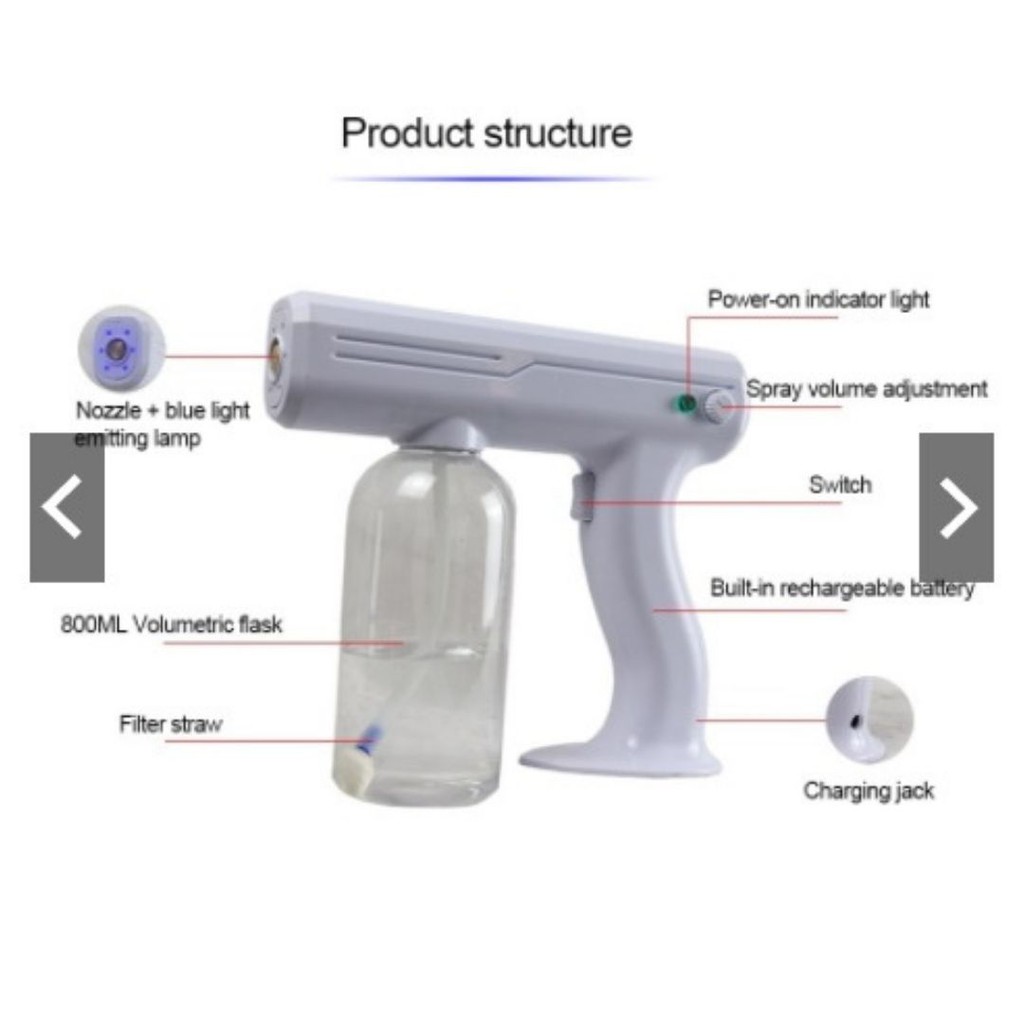 Mesin Serbaguna Fogging Disinfektan Nano Spray Gun  Wireless Blue Light Atomizer Tanaman 118123