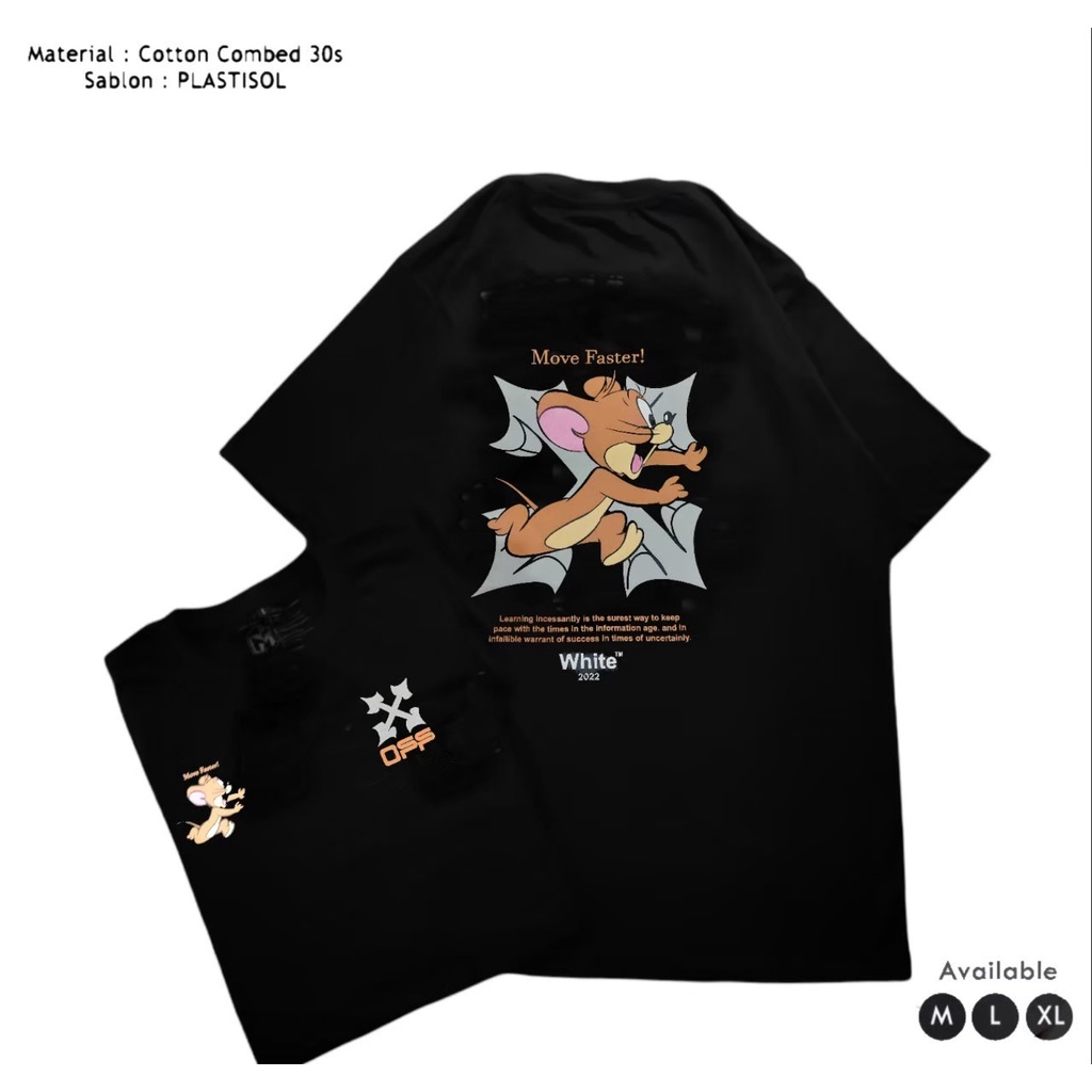 Kaos OFF WHITE X TOM & JERRY - FULLTAG & LABEL