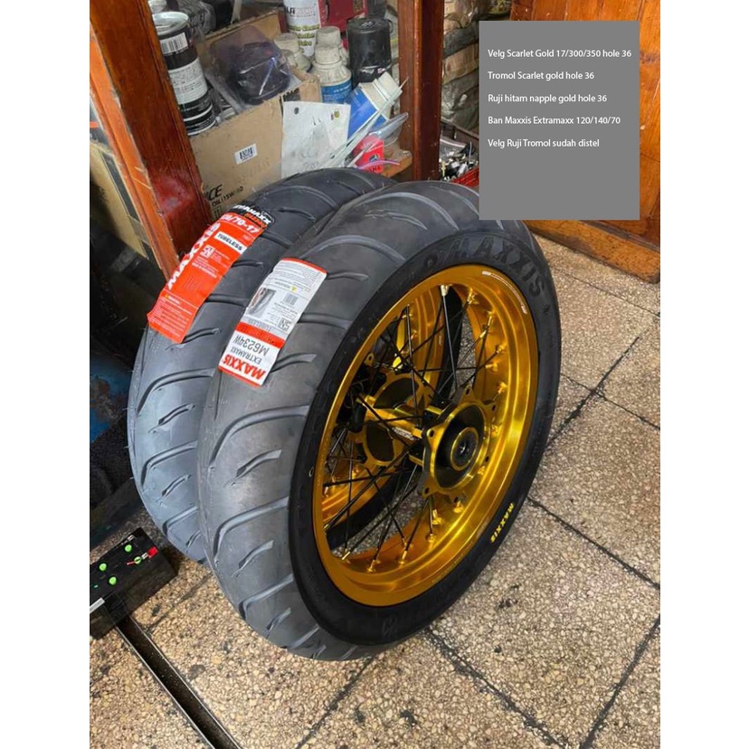BANSET WHEELSET SUPERMOTO HONDA CRF SCARLET GOLD