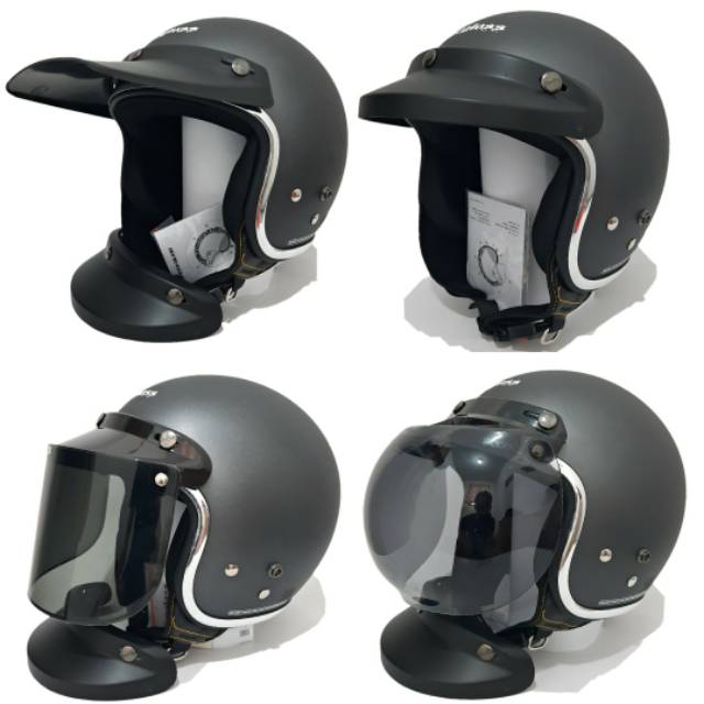 Helm Cargloss Retro Abu tua Doff List Chrome