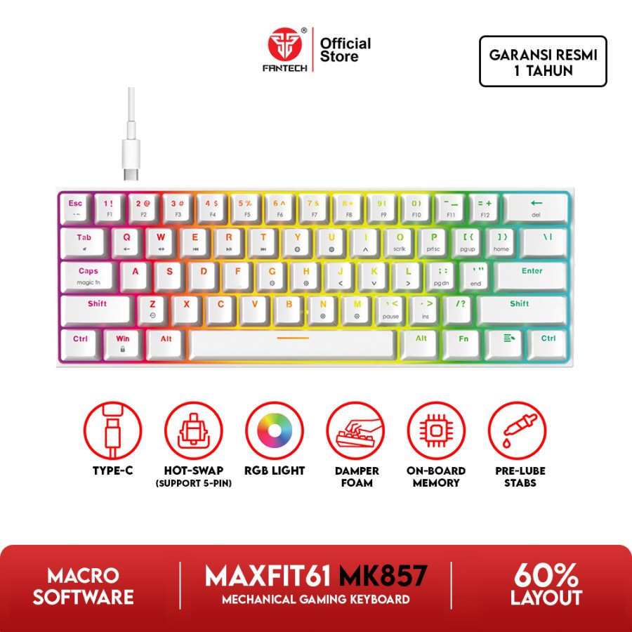 FANTECH MAXFIT61 MK857, KEYBOARD 60% - Gaming Keyboard