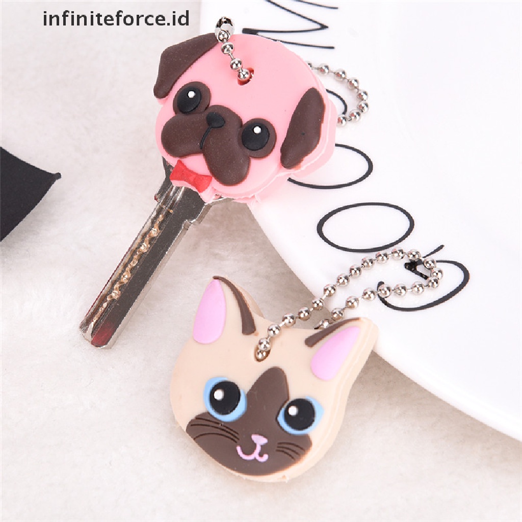 (infiniteforce.id) Gantungan Kunci Bentuk Anjing / Kucing / Kelinci Bahan Silikon PVC