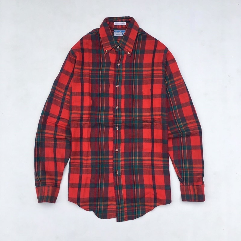 Kemeja Flanel Warna merah motif vintage tidak pasaran