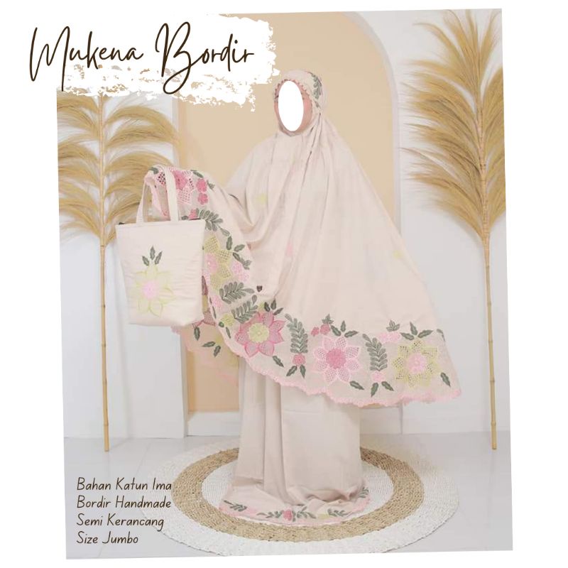 mukena bordir semi kerancang khas bukittinggi padang