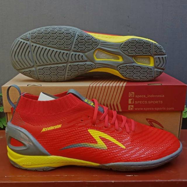 Sepatu Futsal Specs Accelerator Infinity IN Emperor Red Dark Granite Fresh Yellow Original Promo