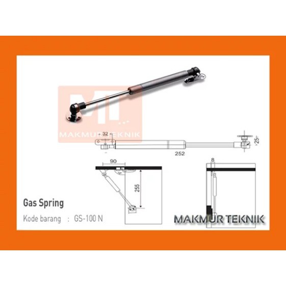 Hidrolik Kap Mesin paket 2 gas spring dan mur-4